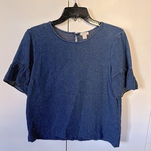 JCrew ruffle sleeve Chambre blouse